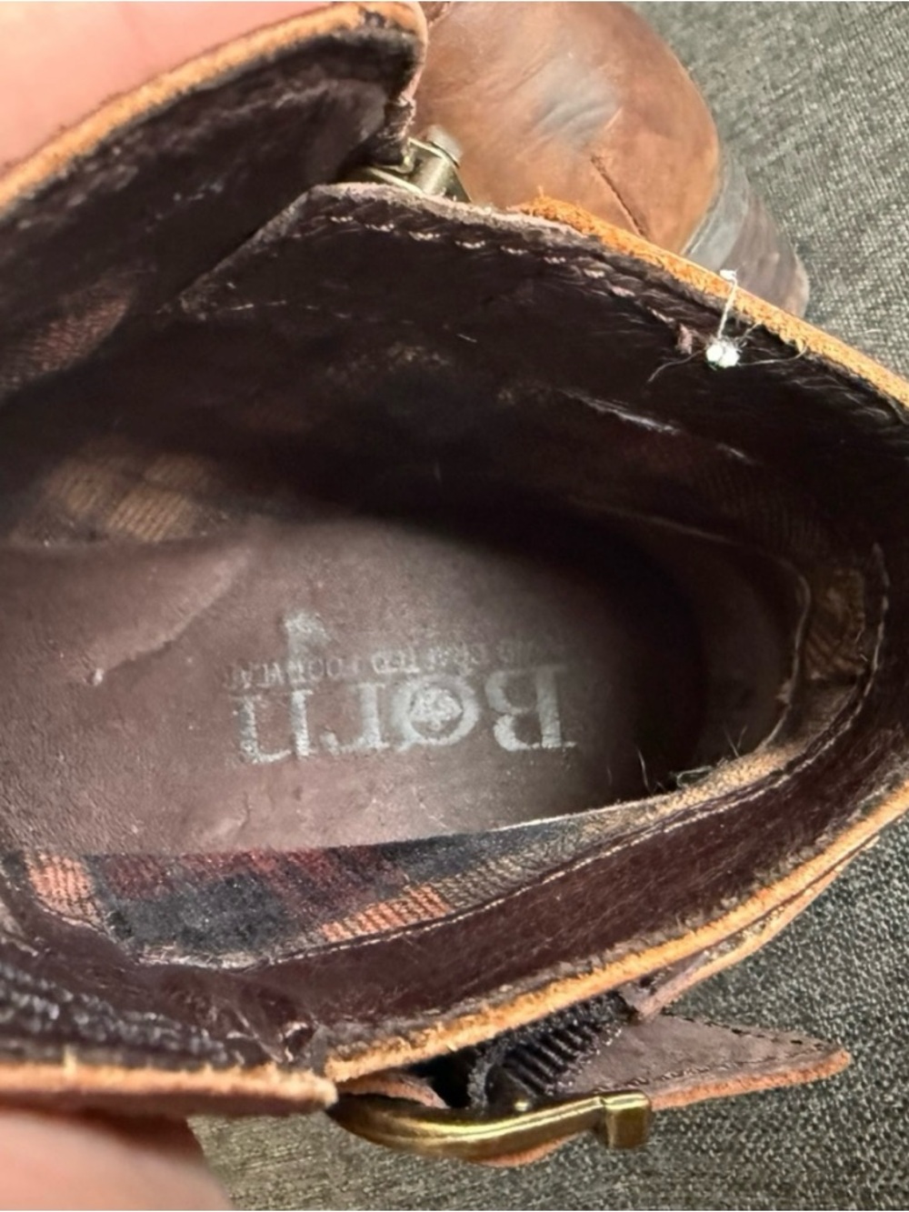 Born Distressed Tan Leather Ankle Booties with Buckle - Picture 4 of 6